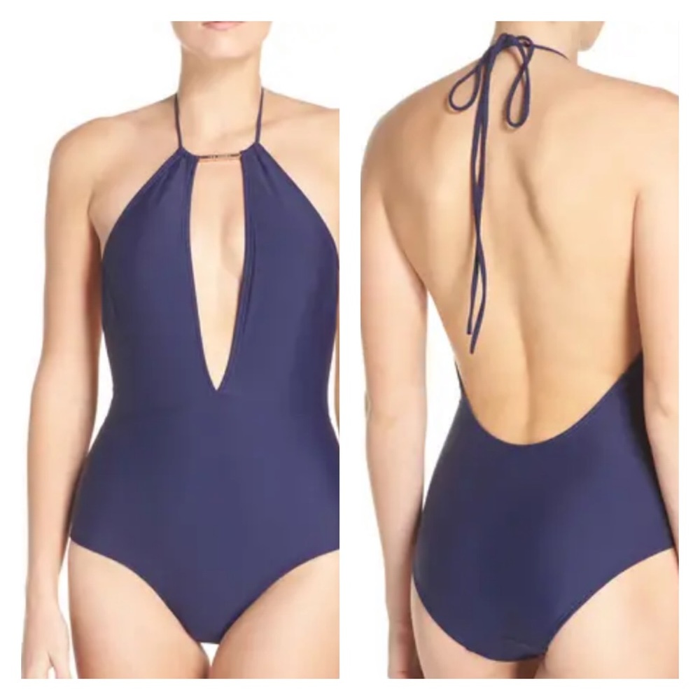 TED BAKER PIKKA HALTER SWIMSUIT Navy NWT Size 6